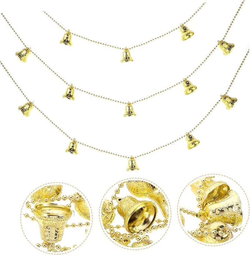 Golden Christmas Hanging Bells Ornaments 3pcs Set For Tree Holiday Decor Party Supplies - Image 3